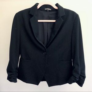 Express Black Blazer with Rouched Sleeves
